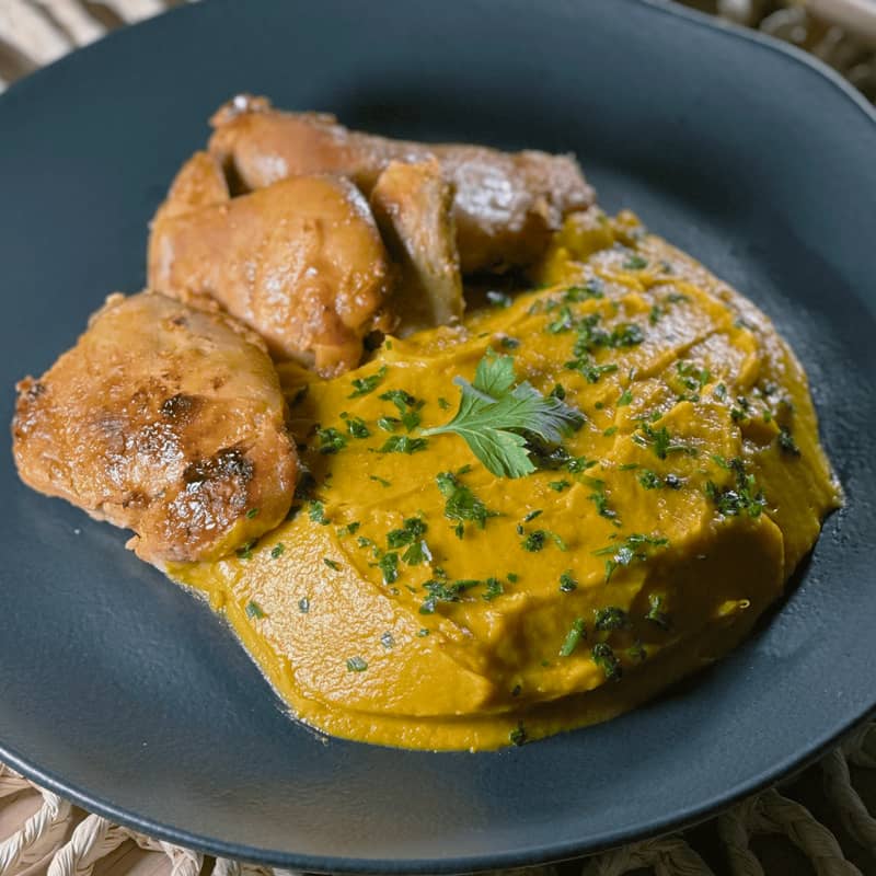 [novo] frango assado com purê de abóbora
